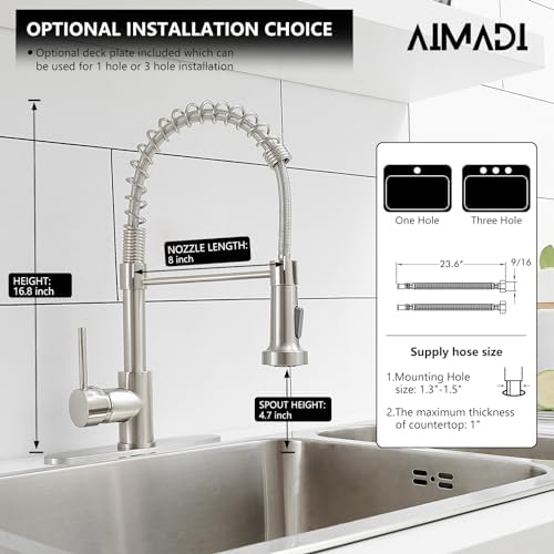 AIMADI Single-Handle Pull-Down Kitchen Faucet, Brushed Nickel