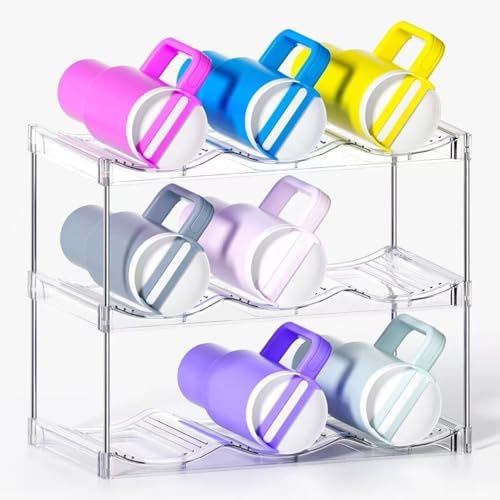 Stackable Water Bottle Organizer for Cabinet, Bottle and Other Tumbler