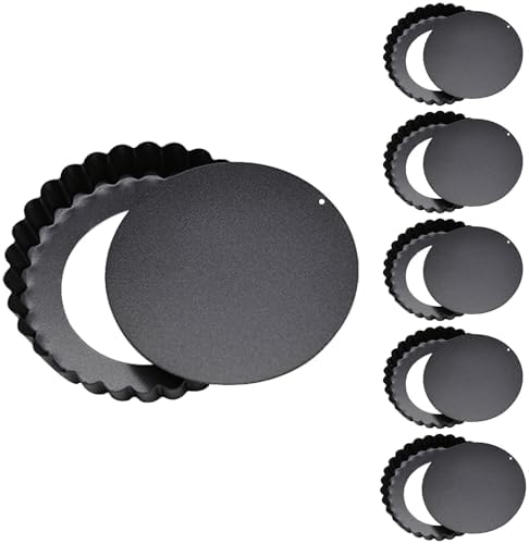 6 Pcs Mini Tart Pans with Removable Bottom, 3.9 in Egg Tart Molds Set