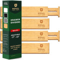 Bamboo Drawer Dividers Organizers, Adjustable Drawer Separator