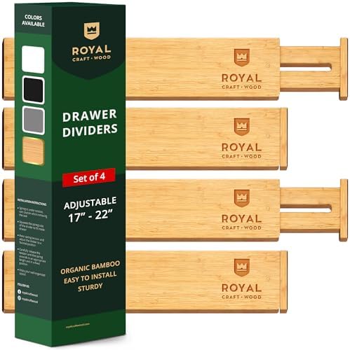 Bamboo Drawer Dividers Organizers, Adjustable Drawer Separator