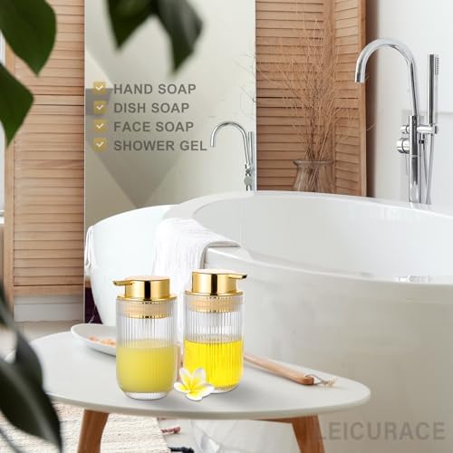 Glass Foam Soap Dispenser, Refillable Foaming Dispenser with Gold