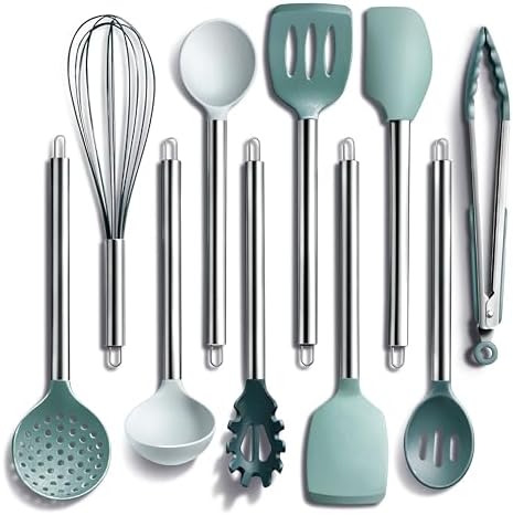 COOK WITH COLOR Silicone Cooking Utensils, 10 Pieces, Teal
