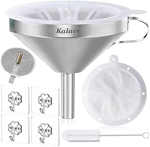 KALAVE Premium Stainless Steel Funnel, 5 Inch Food Grade Kitchen