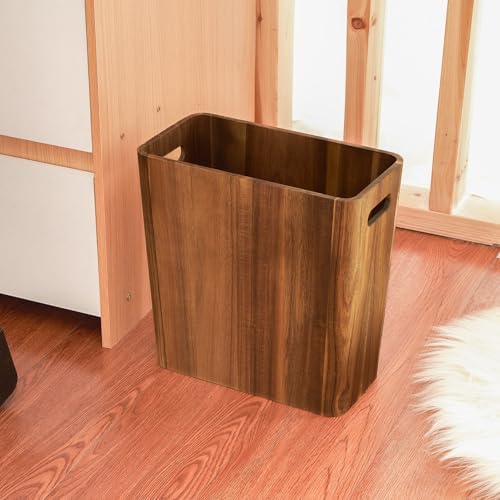 LiTY 3 Gallons Solid Acacia Wood Wastebasket