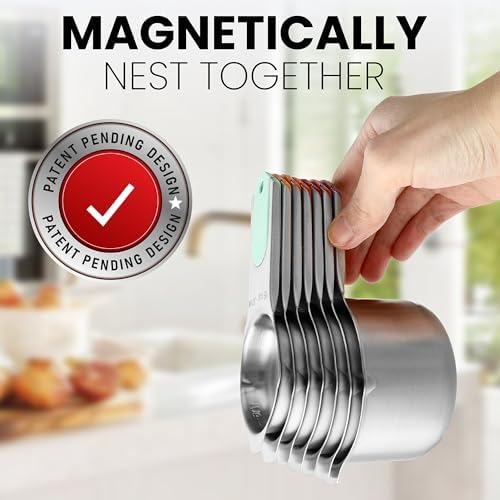 Spring Chef Stainless Steel Magnetic Measuring Cups, Set of 7 & Heavy
