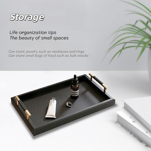 Modern Elegant Wood Serving Tray, Rectangle Decorative Tray Coffee