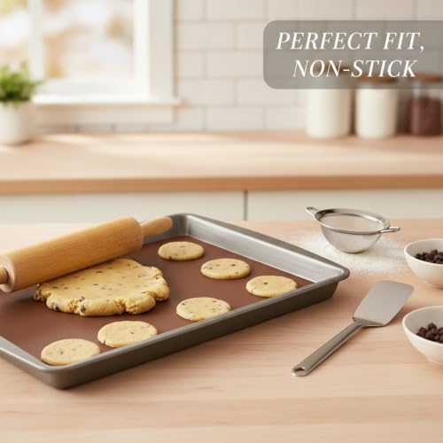 Reusable Silicone Baking Mat Set - Non-Stick Brown Liner for Half &