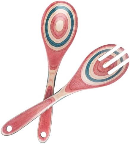 MYRAINBOW Salad Tongs, Wooden Spoons, Pakkawood Salad Tongs for
