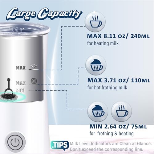 Huogary 2-in-1 Milk Frother and Steamer, White