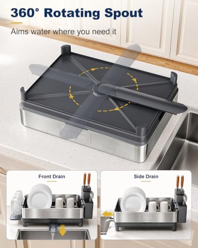 SNTD 304 Stainless Steel Dish Drying Rack, Grey