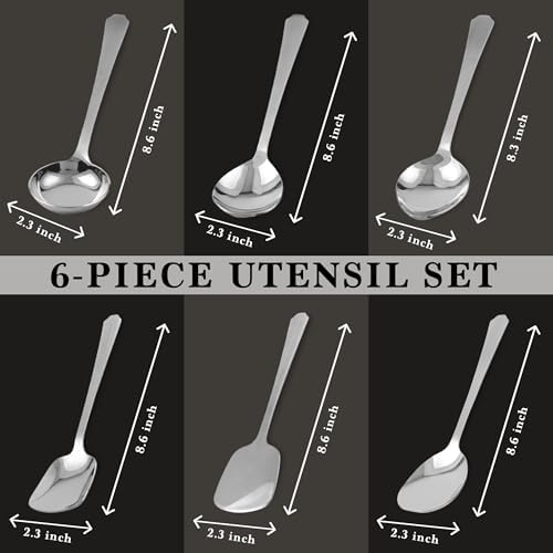 304 Stainless Steel Serving Spoon Set (6-Piece) – Soup Ladle, Rice