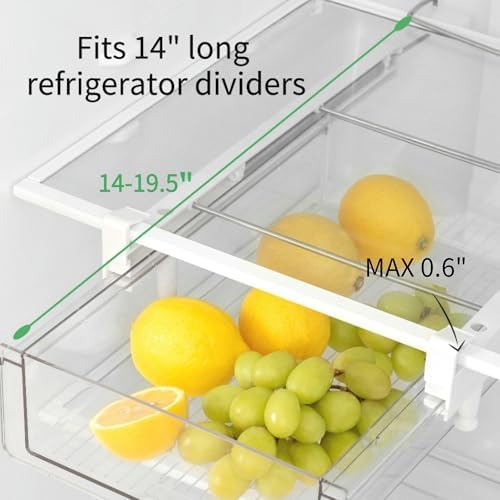 vacane Upgraded Refrigerator Drawers Organizer - Pull Out Fridge Bins