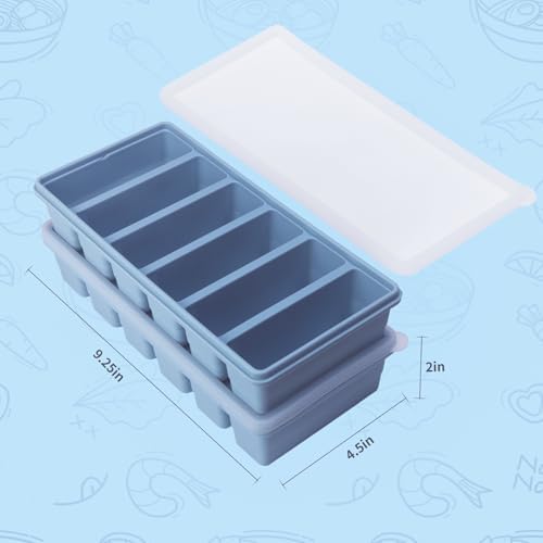 1/2 Cup Silicone Freezer Tray With Lid - Silicone Freezer Molds 2-Pack