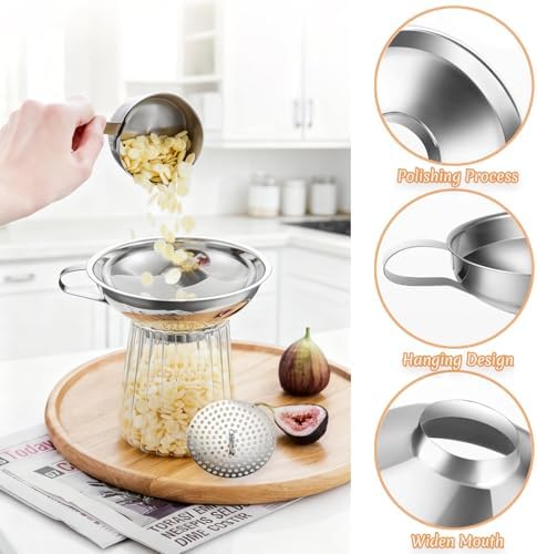 Canning Funnel with Strainer, Wide Mouth Funnels for Filling Wide and