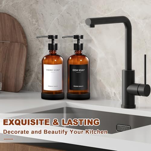 RYTOXILO Hand Soap Dispensers, 2 Pack, Amber Glass