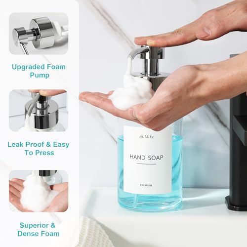 Foaming Soap Dispenser, 14.1 oz 2 Pack Glass