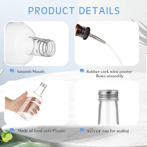 Maxcheck 3 Sets 16 oz Syrup Bottles, Plastic Long Neck with SS Pourer