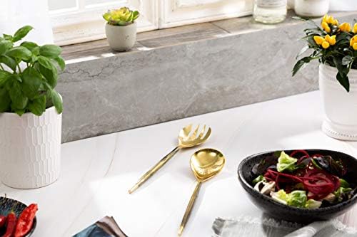 Set of Gold Salad Servers with Bronze Handles-For Veggie and Pasta