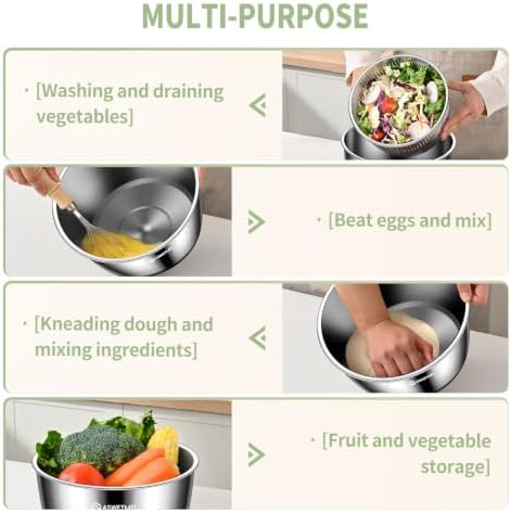 Stainless Steel Salad Spinner, ASWETMEL 5.3 Qt Lettuce Spinner