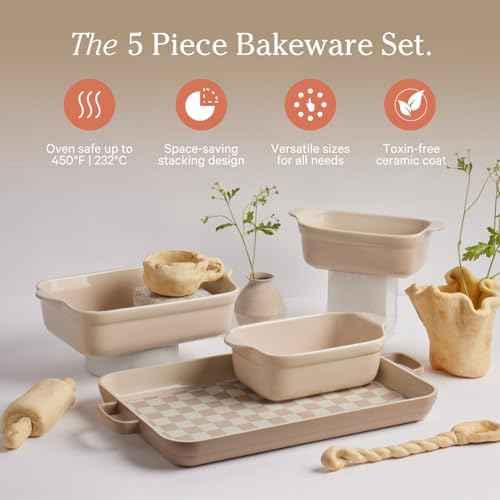 Our Place Bakeware Set, 5-Piece Nonstick Ceramic Bakeware & Griddle Pan