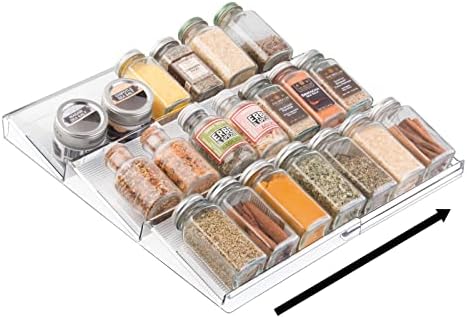 mDesign Expandable Plastic Deluxe Spice Rack, Drawer Organizer for
