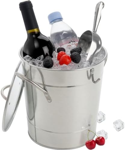 YOUEON 4 Liter Ice Bucket with Scoop and Lid, Double Walled Insulated