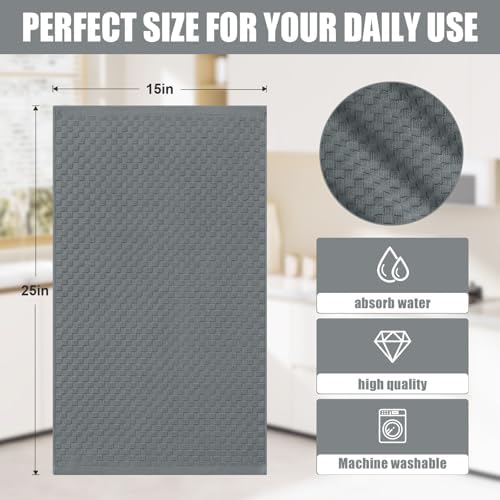 Homaxy 100% Cotton Terry Kitchen Towels(15" x 25", 6 Pack), Dark Grey