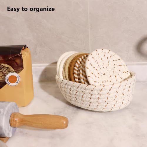 Coasters Set of 12 with Holder, Cotton Woven Absorbent Coasters for