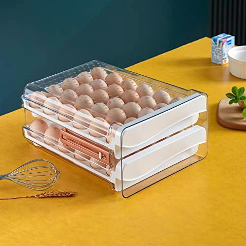 Sooyee 60-Egg Holder for Fridge, 2 Drawers