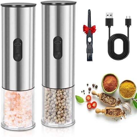 Enutogo Electric Salt & Pepper Grinder Set, Stainless Steel