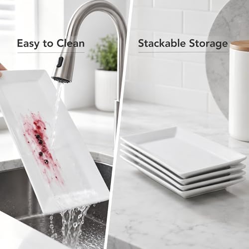 12 Inch White Porcelain Rectangular Serving Platters Set of 4