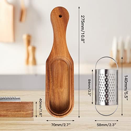 Cheese Grater With Container - Stainless Steel Cheese Grater With Wood
