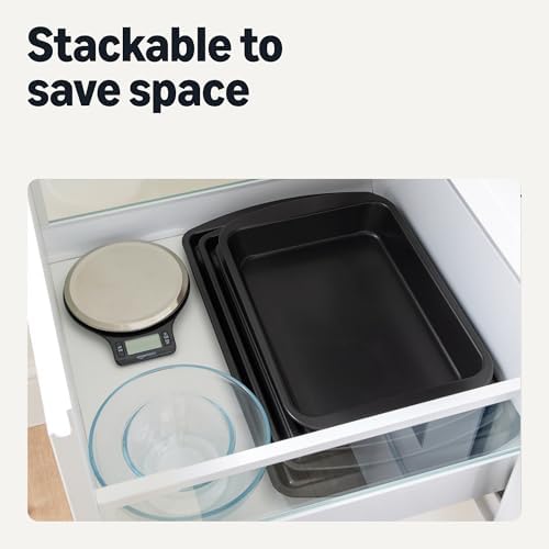Amazon Basics Nonstick Baking Sheets 3-Piece Set, Stackable to Save