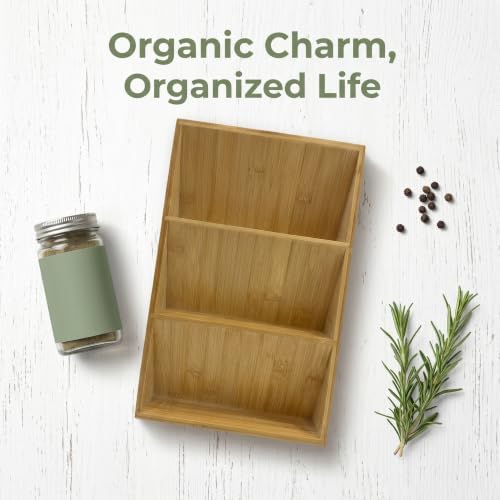 Spice Drawer Organizer for Cabinet, 3 Tier Bamboo Spice Rack Tray for