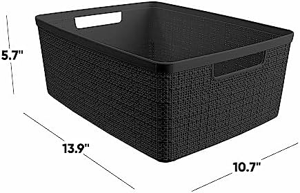 Curver 6-Pack 12L Plastic Storage Baskets, Black