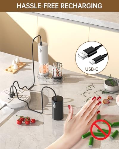 CIRCLE JOY Electric Salt and Pepper Grinder Set, Rechargeable