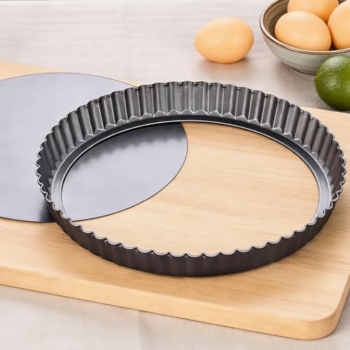 10 Inch Nonstick Tart Pan with Removable Bottom, Carbon Steel Quiche