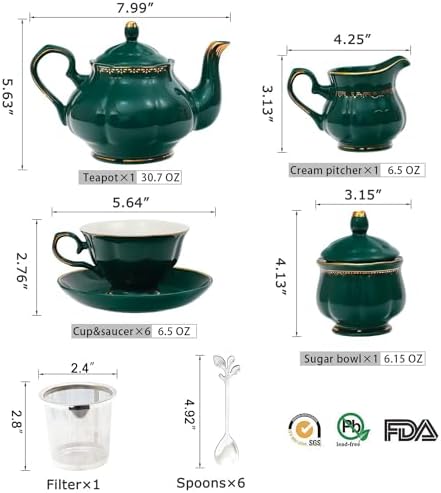 CHENP.HMC Tea Set 22-Piece Porcelain Ceramic Coffee Tea Sets Cups