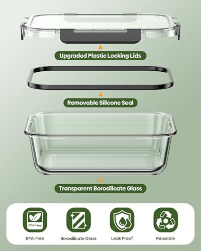 KEMETHY 40 PCS Glass Food Storage Containers with Lids