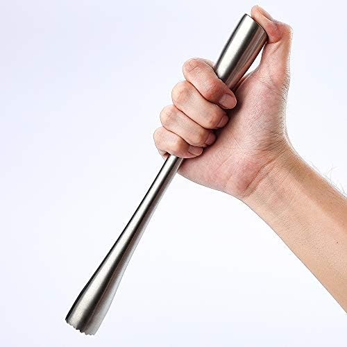 JXS 10" 255MM Stainless Steel Sturdy Cocktail Muddler, Professional