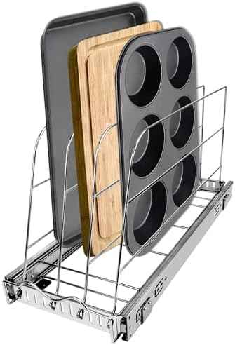Pull Out Cookie Sheet Organizer for Cabinet – Baking Sheet Organizer