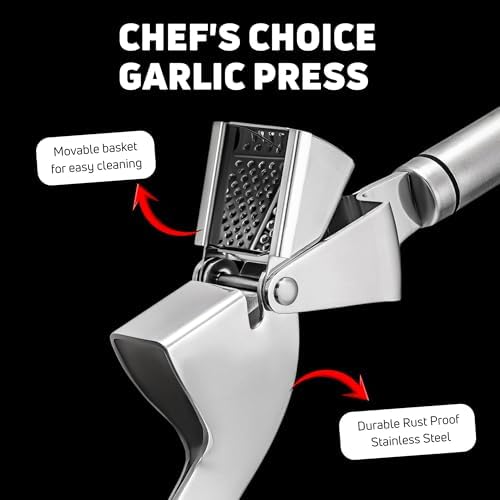KUYRA Stainless Steel Garlic Press Set