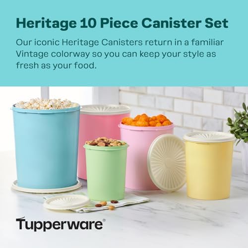 Tupperware Heritage 10-Piece Pastel Tall Canister Set