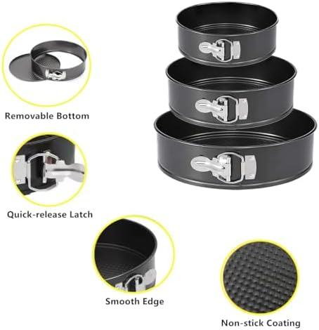 Springform Pan, 3PCS 7,8,9 Inch Cheesecake Pans with Removable Bottom