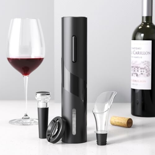 Electric Corkscrew Set with Battery, Drip-free Pourer, Wine Vacuum