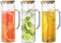 3 Sets Glass Pitcher with Lid, 50 oz / 1500 ml Water Carafe with
