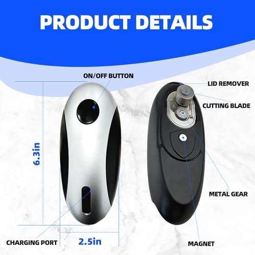 Gray Cordless Electric Can Opener, Rechargeable Kitchen Gadget