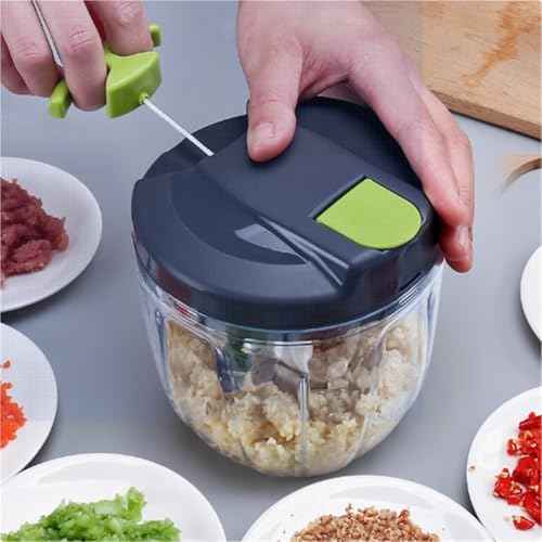 Manual Food Processor Vegetable Chopper, Hand Pull String Garlic