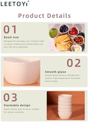 LEETOYI Mini Ceramic Ramekins Souffle Dishes 1.5 OZ, Small Dipping